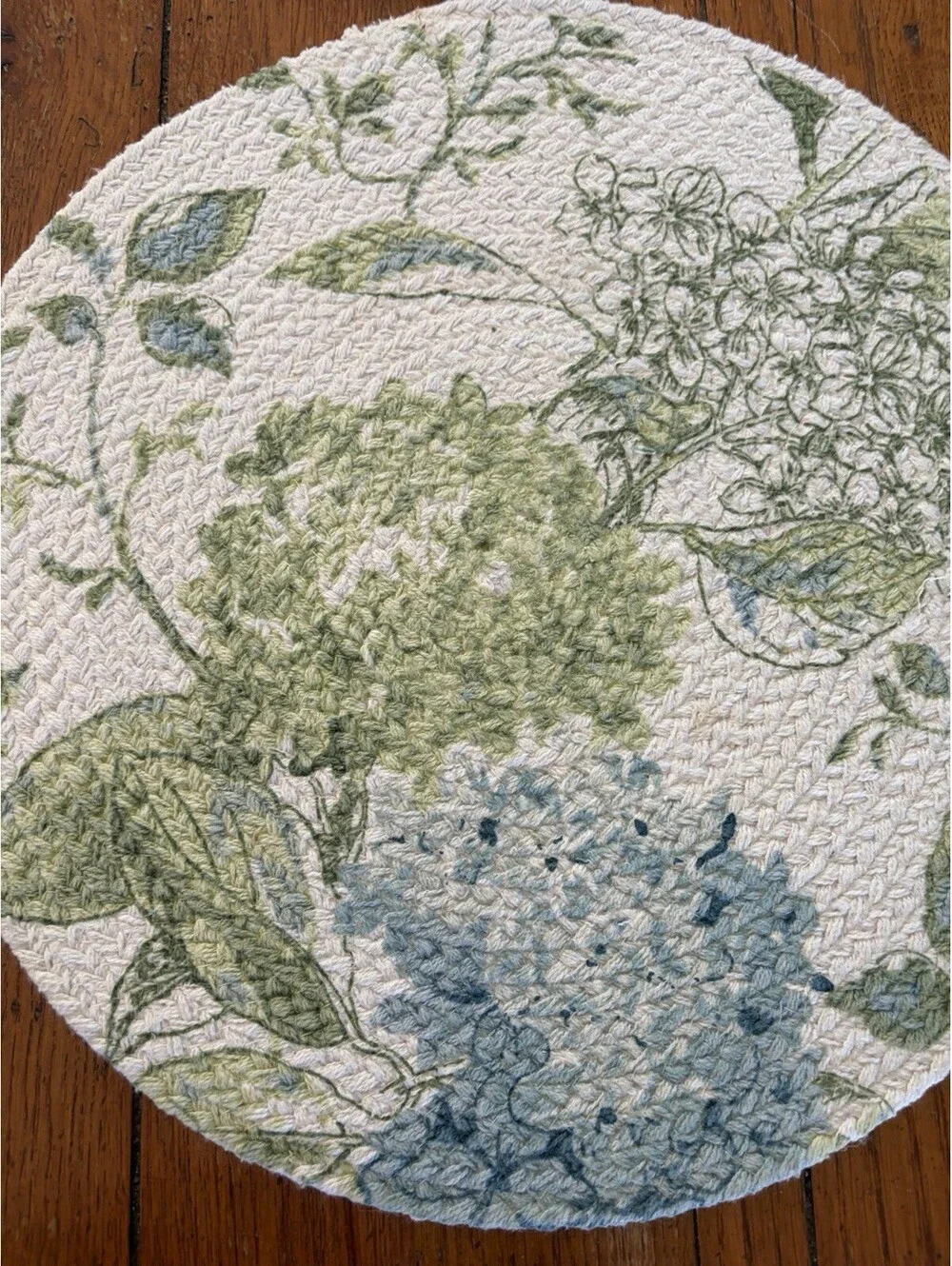 Martha Stewart Placemat Hydrangea Flower Pattern Woven Cotton Set Of 4  Lt Blue